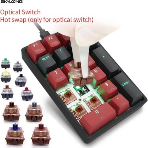 Mini USB Wired 21 Keys Portable Numeric Keypad RGB Backlight Digital Pad Fully Programmable Hot Swappable W/ PBT Caps