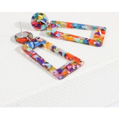 Fashion Korean version of the trend of acrylic earrings female geometric wild insulation pendant earrings ladies jewelry