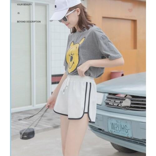 IMCUTE Fashion Summer Casual Shorts Woman Stretch Elastic Waist Booty Shorts Female Black White Loose Beach Sexy Shorts S-XXL /F