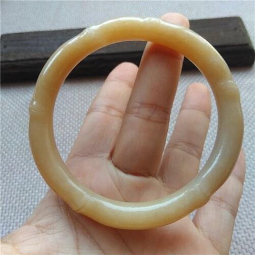 Natural yellow jadeite jade bangle handcarved bamboo bangles bracelets women jade bangles jade jewelry bangle