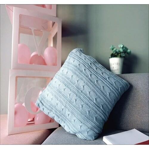 Light Blue Pillow Covers for Sofa Decorative Twist Braided Type Knitted Cushion Cover Waist Pillowcases Living Room Home Decor