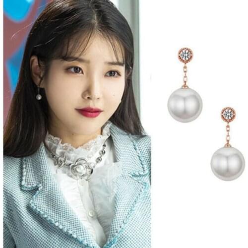 New Fashion Rhinestone Temperament Simulated Pearl Drop Earrings Elegant Korean TV Star Women Wedding Party Jewelry Gifts