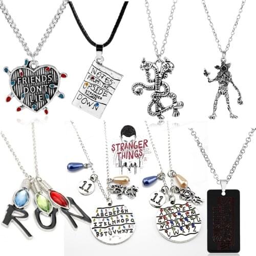 Stranger Things "Friends Don't Lie" Charm Necklace Prop Colar Master Light Bulb Heart Pendant Necklace Best friend Gift