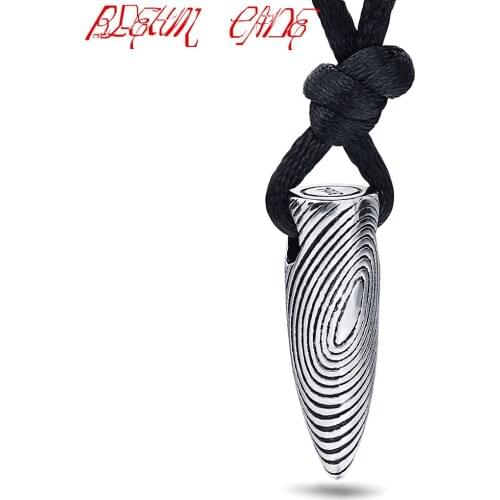 Punk Wolf Warriors Film Bullet Engraved Necklace 316L Stainless Steel Fingerprint Pendant Necklace For Men Gifts
