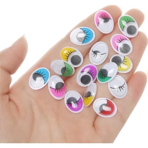 100Pcs/bag Plastic Wiggling 3D Doll Eyes Oval Moving Eyes for DIY Toys Dolls Stuffed Animals Plush Eyes Handmade Toy Accessories