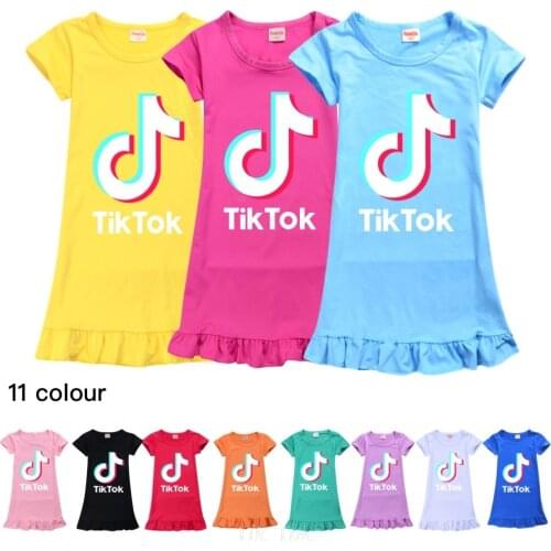 Girls Dress Girls Tik Tok Robe Girl Cartoon Pajamas Childrens Home Clothes Baby Clothing Summer New Dresses