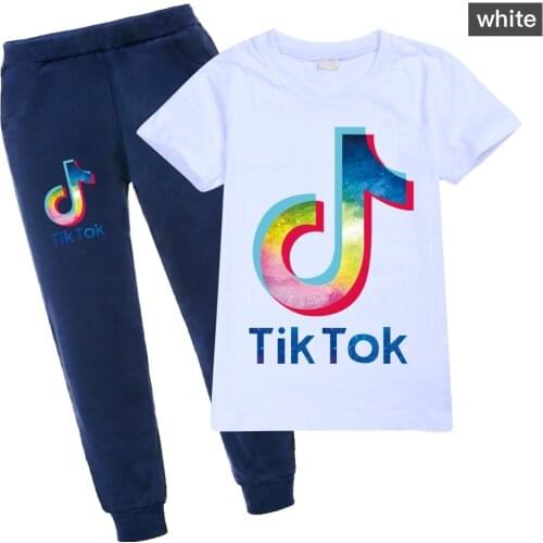 TIK TOK Casual Toddler Boys Tracksuit Clothing Summer kids clothes girls Sporting Suits Short Sleeve T Shirt+pants 2 Piece Set