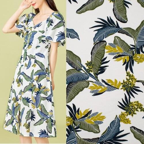 Tropical Plants Printed Fabric For Dress Tissus Au MÈTre Telas Algodon Estampadas Sewing Ткань Для Шитья Vestido Telas Por Metro