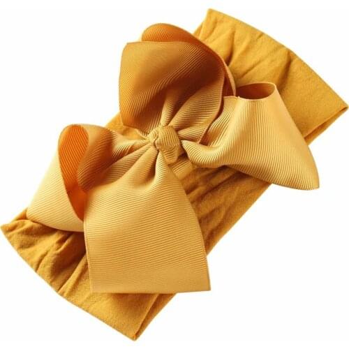 Wide Nylon Newborn Headband Knotted Bow Hair Band Braid Bows Baby Hair Accessories for Infants