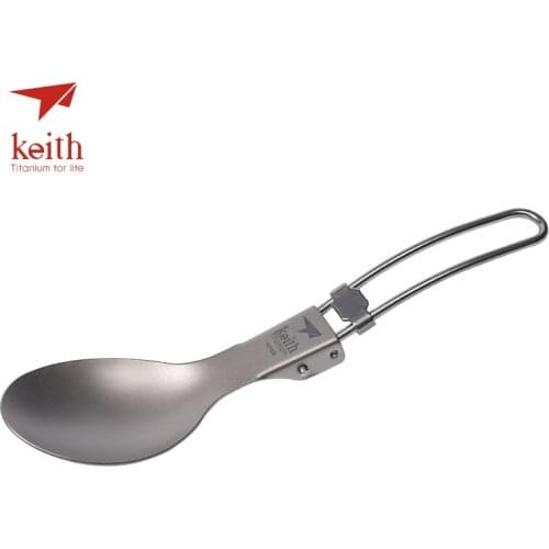 Keith Titanium Folding Spoon Travel Tablewares Convenient Pure Titanium Spoon For Outdoor Picnic Hiking Camping Ti5302 Ti5305