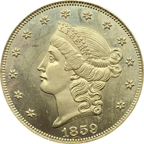 United States America Liberty Head Double Eagle US 1859 1859 O 1859 S Twenty Dollars No Motto Gold Coins Brass Metal Copy Coins
