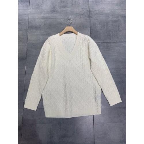 New ladies fashion 2021 long sleeve sexy casual diamond check cashmere sweater 0926