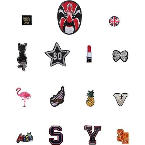 Mixture Cartoon style Patch Hot melt adhesive Applique Embroidery Patches Stripes DIY Sewing Badges Clothing Accessory 1pcs sell