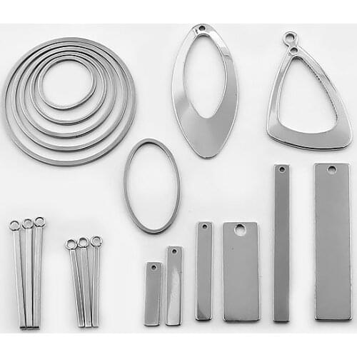 10pcs/lot Stainless Steel Charms Round Circle Water Drop Oval Rectangle Frame Pendant DIY Earring Jewelry Making Material Parts