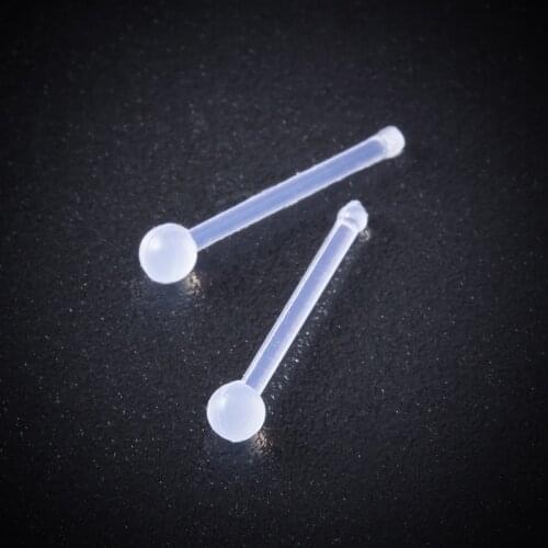 10PC Small Nose Rings Retainer Flexible Bone Nose Stud Screw Plastic Nose Nostril Piercing 20g Clear Acrylic Straight Nose Studs