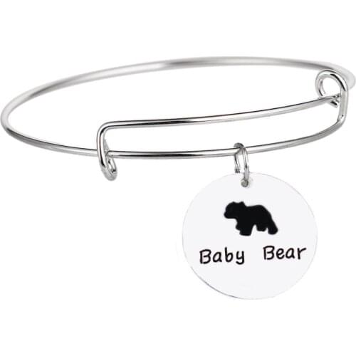 12PC Baby Bear Round Pendant Bangles Adjustable Bracelets Family Mom Dad Prepare For Children Christmas Gifts Jewelry Wristband