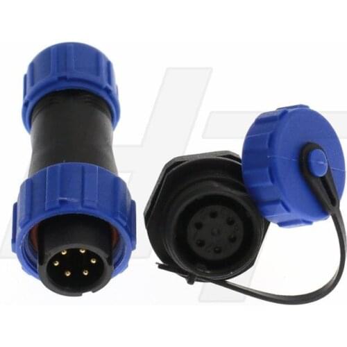 2set SP13 6 Pin Multipole Male Plug & Rear install Female Socket Panel Mount IP68 waterproof Plastic Connector