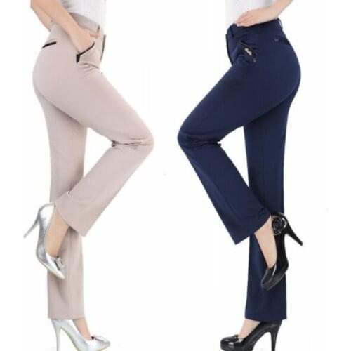 2020 BETTER fabric women trousers high elastic high waist pants straight formal trousers lady pants pantalones mujer DV239