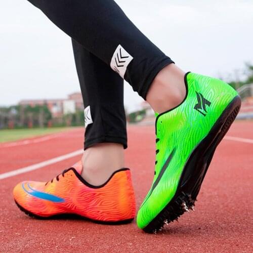 2020 Unisex Track & Field Shoes Pu Spikes Sneakers for Running Non Slip Athletics Spikes for Running Gold Silver Nails Shoes