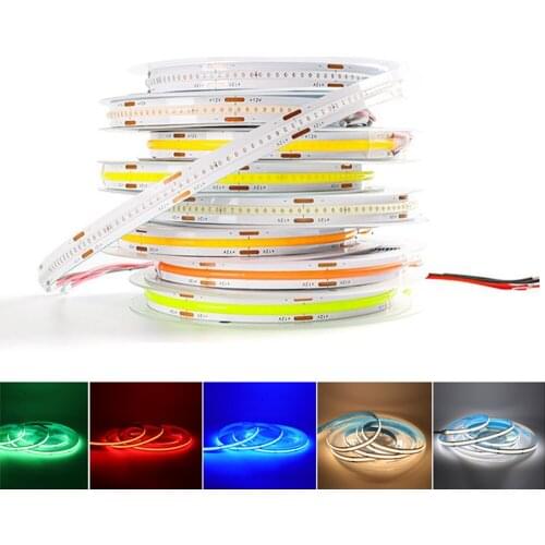 DC12V 384 LEDs COB LED Strip Flexible FCOB LED Lights White Neutral Warm White Red Greeen Blue Ice Blue Pink Gold LED Tape 5m