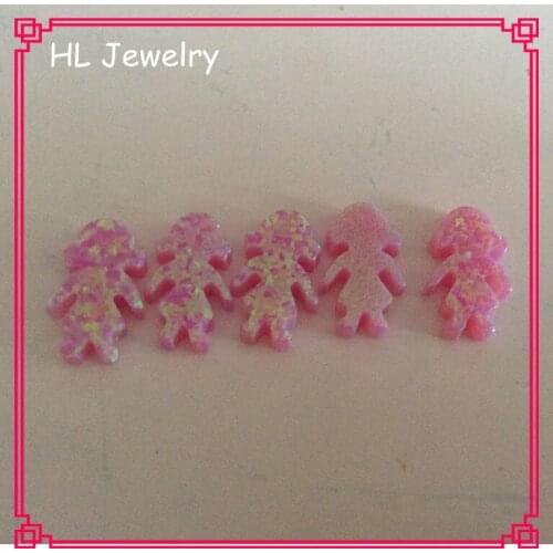 50PCS/Lot OP10 Bubble Gum Pink Girl Opal Pendant 8.5*13MM Mini Synthetic Opal Girl Beads