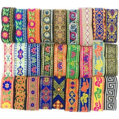 7M 50mm Ribbon Vintage Ethnic Lace Fabric Ribbon For Stage Dress DIY Clothes Bag Accessories Embroidered Fabric Boho Lace Trim