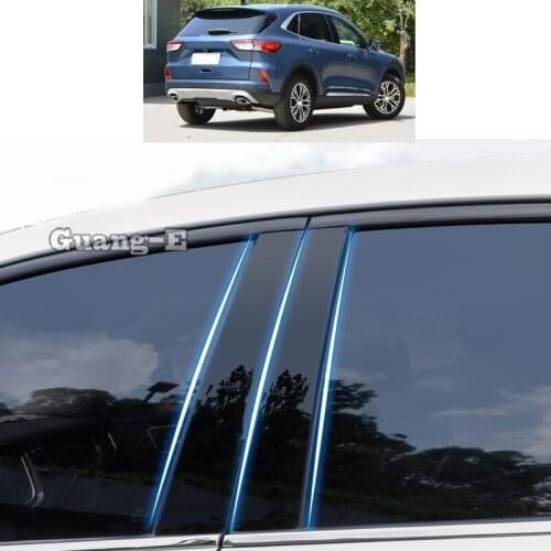 For Ford ESCAPE KUGA 2020-2021 2022 Car PC Material Pillar Post Cover Door Trim Window Piano Black Molding Sticker Plate Parts