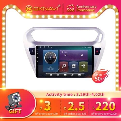 6G+ROM 128G Android 10 Car video Multimedia Player GPS Navigation for peugeot 301 Citroen Elysee Radio 2013-2018 2 din No DVD