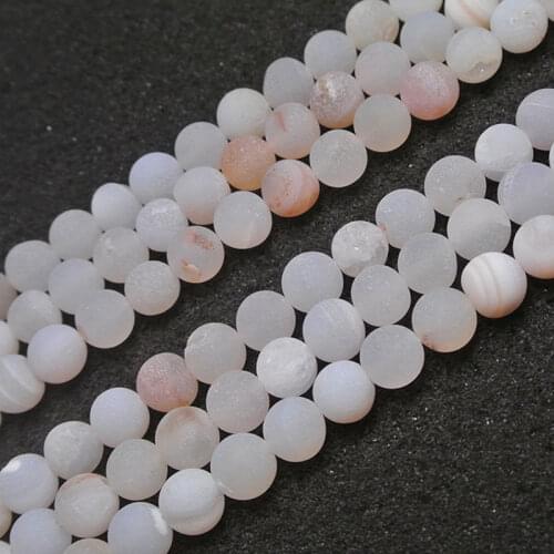 6-14mm Round White Druzy Drusy Beads Stripe Agates Beads For Jewelry Making Beads Bracelets 15'' Needlework DIY Beads Trinket