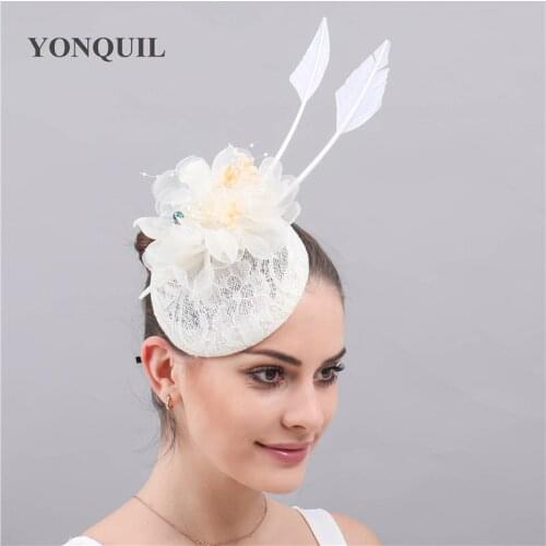 Ivory Sinamay Wedding Millinery Cap Formal Dress Occasion Fascinators Hair Accessories Elegant Bride Mesh Wedding Headwear