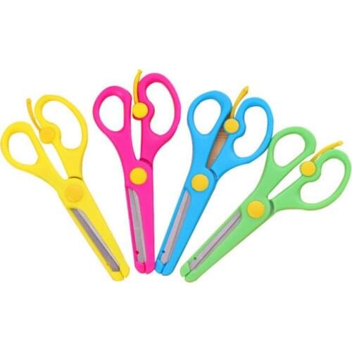 1PC Handmade Children DIY Safe Paper Cut round-head Small Scissors Photo Pattern Scissors Stationery Accessories