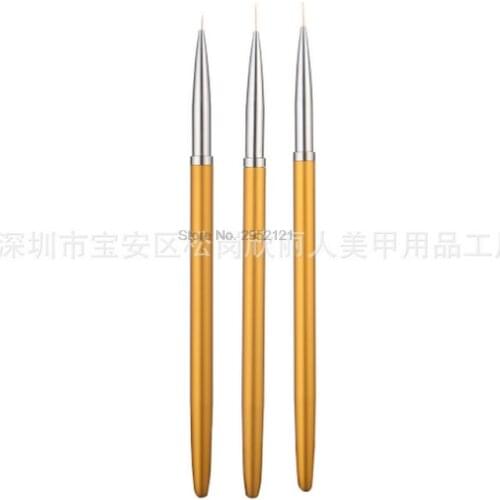 By dhl or ems 500sets 3Pcs/Set Nail Art Lines Painting Pen Brush Metal Gold Gel UV Polish Tips Flower 3D Manicure Tool Kit brand