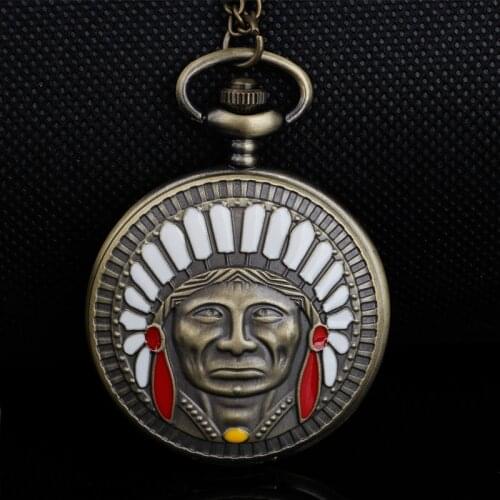 Old Man Design Quartz Pocket Watch Bronze Pendant Necklace Chain Best Gifts for Men Women Fob Pocket Watch