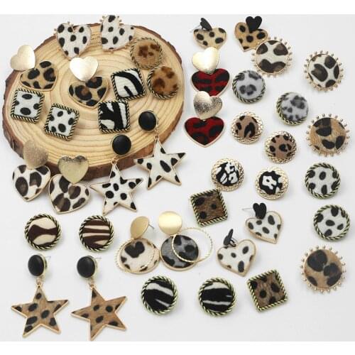 Dvacaman Korean Chic Personalized Leopard Spots Heart Star Drop Earrings for Women 2020 Trendy Striped Maxi Earrings Wholesale
