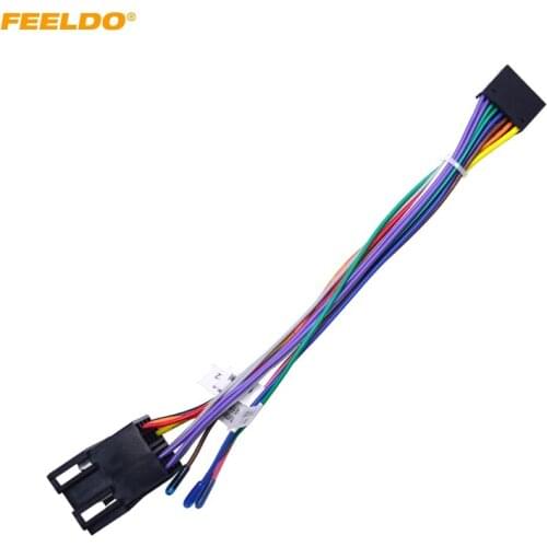 FEELDO 10PCS 16P Car Head Unit Wire Harness Adapter For Volkswagen ISO OEM Car Radio Harness #2054