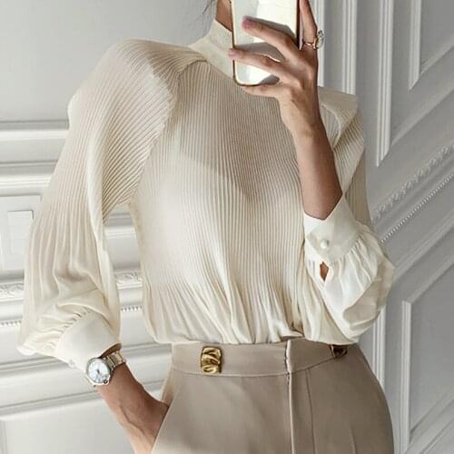 FTLZZ Stand-up Collar Blouses