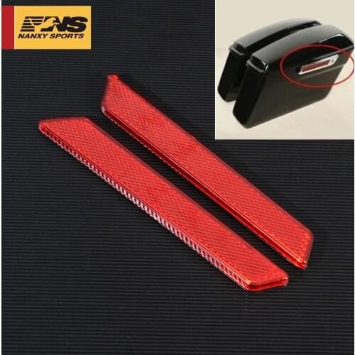 Red/Clear Saddlebags Latch Cover Red Reflectors Visibility For Harley Touring Road King Street Glide FLHR FLHX FLHTCU 14-18 New