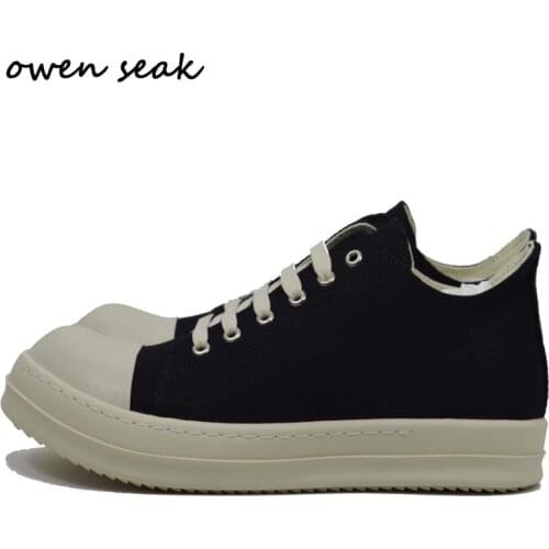 Owen Seak Men Casual Canvas Shoes Luxury Trainers Adult Lace Up Sneakers Women Loafers Spring Autumn Flats Black Shoes Big Size