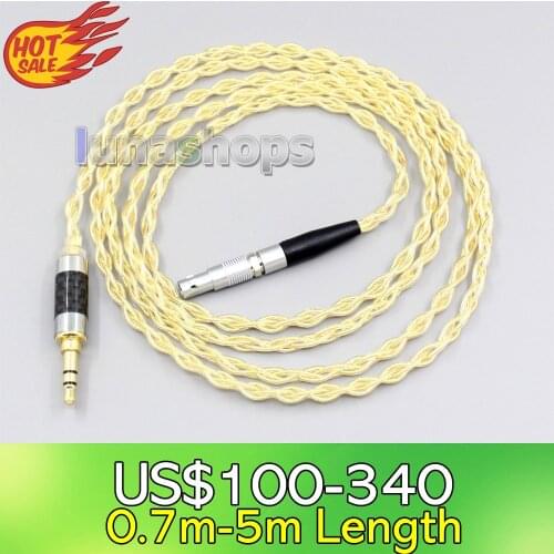 LN006496 3.5mm 2.5mm 4.4mm 4 Cores 99.99% Pure Silver + Gold Plated Earphone Cable For AKG K812 Reference Headphone