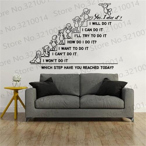 Motivation Wall Decals Quote Which Step Have You Reached Today Decal Office Sticker Bedroom Nursery Home Decor Art Murals PW670