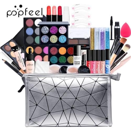 POPFEEL Makeup Sets ALL IN ONE Full Cosmetics 8-35Pcs Makeup Kits Eyeshadow Lip Gloss Make Up Gift Box Exquisite Girls Present