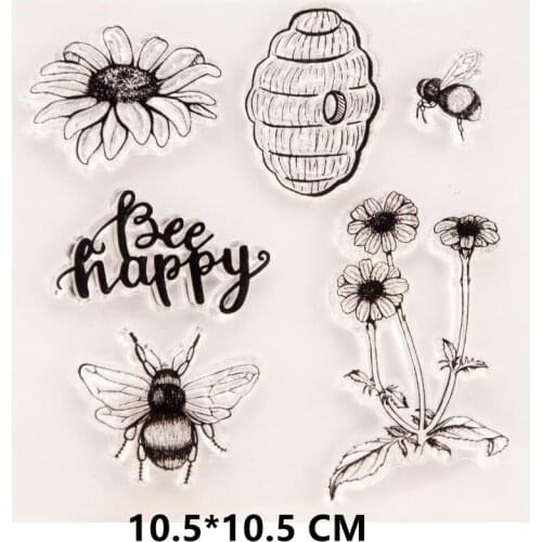 2021 New Bee Happy Clear Stamps DIY Scrapbooking Craft Supplies Rubber Silicon Seals Card Album Hobby ink pad Stamping