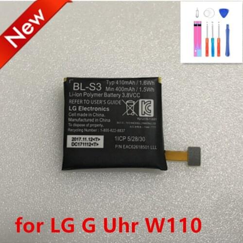 NEW original 410mAh 3.8V 1.6Wh Quality smart watch battery for LG G Uhr W110 W150 BL-S3