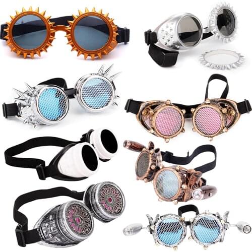 LELINTA Red Blue Lenses Steampunk Goggles With Fashion Desgin Rave Festival Party EDM Glasses Cosplay Vintage Glass Eyewear