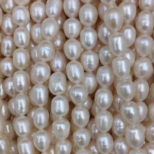 Wholesale 7-8mm white rice freshwater pearl strands free shipping