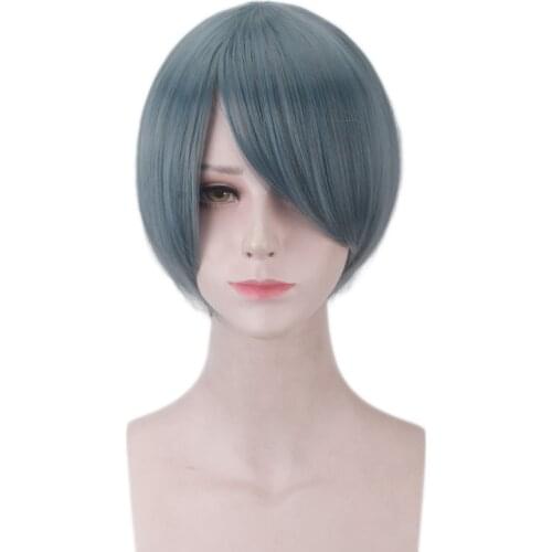 25cm Anime Black Butler Ciel Phantomhive Wig Cosplay Wigs Playing Gradient Gray Green Short Hair Halloween 1:1 Wigs