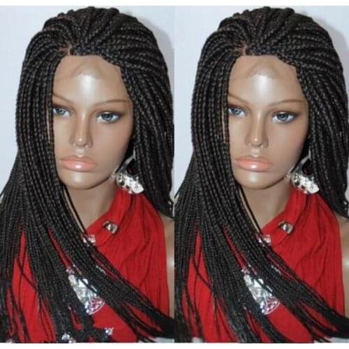Dirty Braided Synthetic Lace Front Wig for Women Free Part Black Ponytail Crochet Braid Hair New Style Fashion Diffirent Color