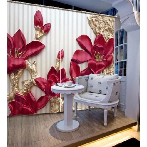 Relief curtains High quality custom 3d curtain fabric Luxury Blackout 3D Curtains For Living room Bedding room Office