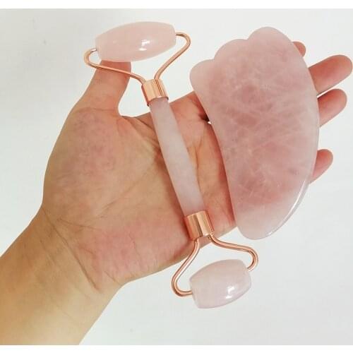Natural Jade Roller Rose Quartz Scraper Face Massager Slimming Lift Tools Noiseless Double Neck Wrinkle Removal Facial Massage