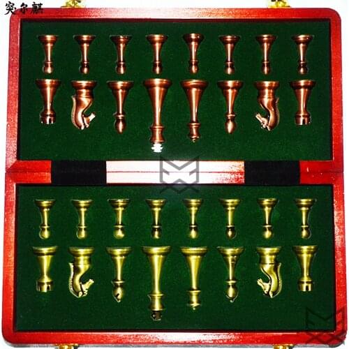 Metal Chess Sets Luxury Folding Zinc Alloy Pieces with Wood Wooden Chessboard Professional Board Games Premium Gift for Children